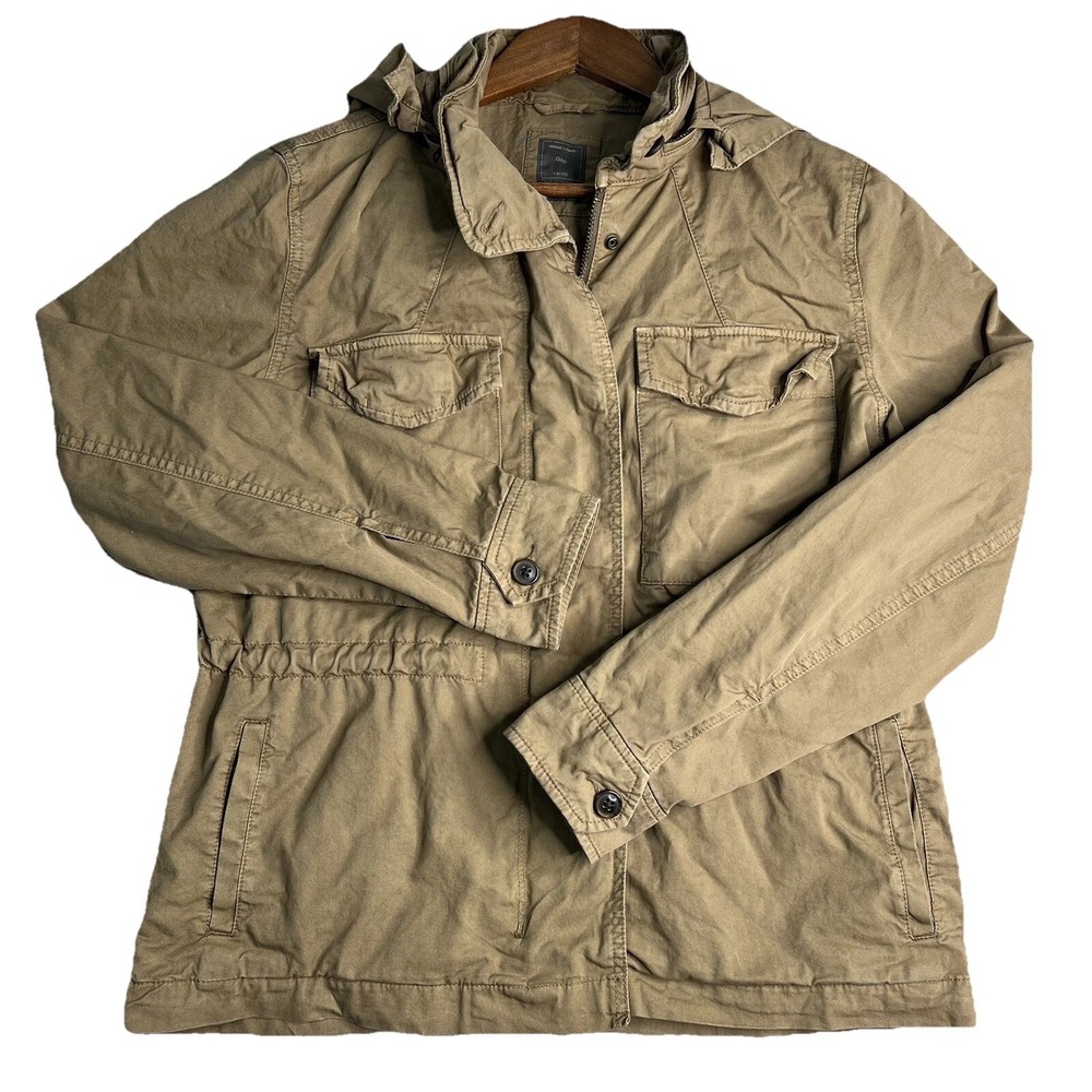 Gap Utility Field Jacket Women's Small Hooded Full Zip Snap Draw String Waist